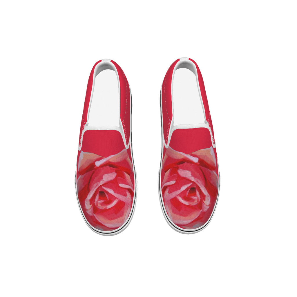 Women's Red Rose Slip On Sneakers